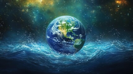 Earth Rising from the Ocean