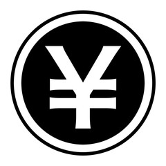 日本円　¥ コイン　素材　あしらい　丸　シンプル　モノクロ　Japanese yen.Black sign icon.
