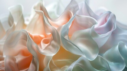 Obraz premium Minimalist abstract art featuring soft flowing shapes in pastel tones on a crisp white background