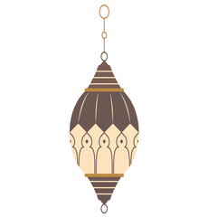 suspended golden lanterns with intricate patterns, varying in size, reflecting traditional Islamic art and decorative elegance.