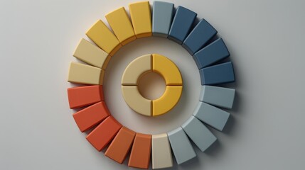 Modern abstract circular diagram with soft pastel segments and gradient transitions on white