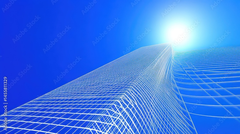 Poster digital horizon abstract blue technology background network communication futuristic innovation arti