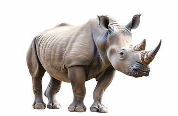 Fototapeta premium Standing Rhino Isolated on White Background Wildlife Animal