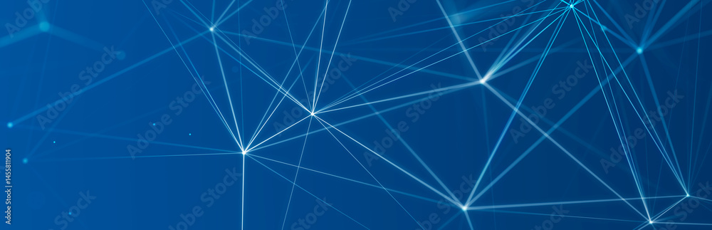 Leinwandbilder Technology background. Honeycomb concept. Big data. Hexagonal space with connected dots and lines. 3d