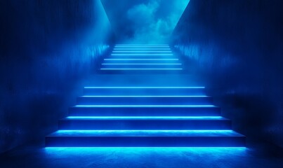Fototapeta premium Blue Steps Digital Background with Smooth Lighting, Generative AI