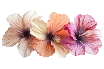 Beautiful hibiscus flowers transparent PNG ideal for use in tropical invitations and vibrant floral designs