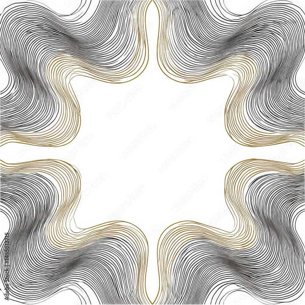 Leinwandbilder abstract gold and black wavy lines forming a frame on white background ideal for elegant design proj
