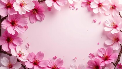 Fototapeta premium Vibrant pink and white sakura flowers arranged in a dynamic, repeating pattern , vibrant, texture, nature