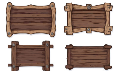 Naklejka premium Rustic Medieval Wooden Frames Vector Set for Game UI and Design Elements