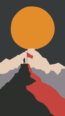 Obraz premium Minimalist Vector Illustration Celebrating Kargil Vijay Diwas with Mountain and Sun Iconography