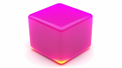 Vibrant pink cube with subtle lighting.  Glossy, geometric, 3D object,  isolated on white background.  Bright, eye-catching color