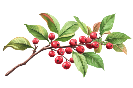 Festive holly berry with leaves image isolated on white ideal for holiday posters and greeting cards