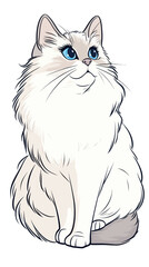 Obraz premium Adorable Ragdoll Cat Coloring Book Illustration for Kids in Minimalist Vector Style