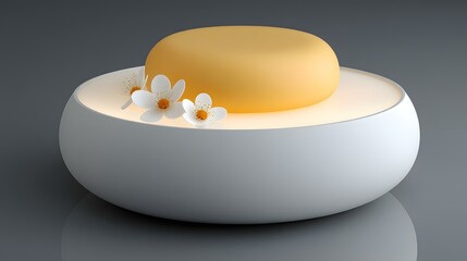 on a rotating disk with digital projections and ambient fog