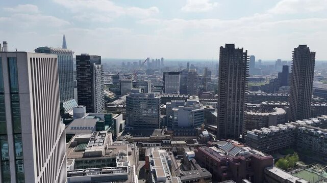 East London Apartments buildings and city skyline drone,aerial