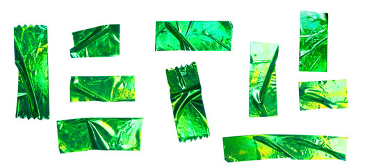 Green Foil Tape Strips Set Illustration for Decorative Crafts and Collage Design