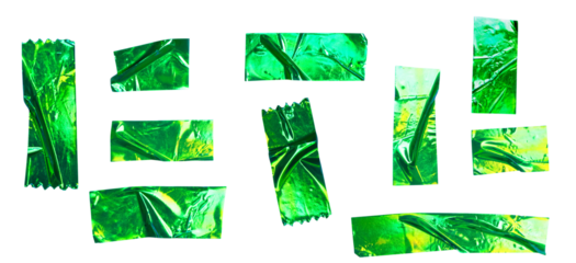 Green Foil Tape Strips Set Illustration for Decorative Crafts and Collage Design