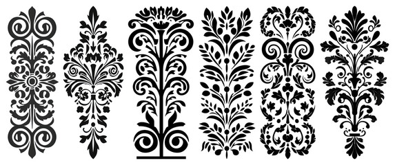 Fototapeta premium PNG Elegant vintage floral patterns, element set on transparent background