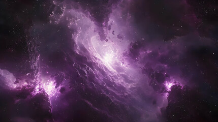 Fototapeta premium Cosmic nebula, swirling violet clouds of gas and dust. Vast expanse of stars