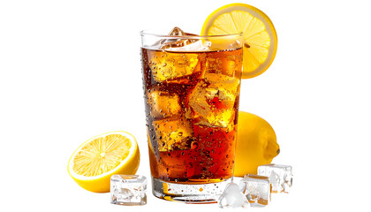 Refreshing Iced Tea Drink with Lemon Slices and Ice Cubes perfect for a hot summer day