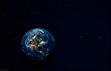 Obraz premium Earth from Space with Stars and Meteors
