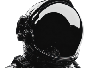 Black astronaut helmet illustration isolated on white perfect for space exploration projects and science designs