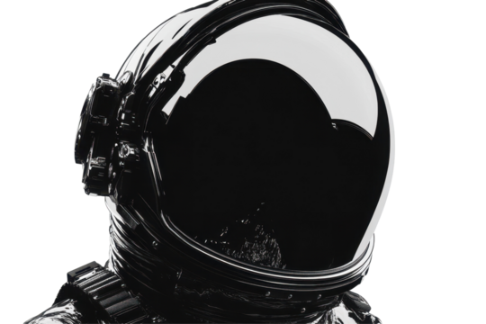 Black astronaut helmet illustration isolated on white perfect for space exploration projects and science designs - Powered by Adobe