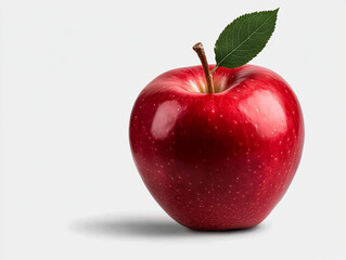 Red apple with leaf, isolated on white, classic health symbol