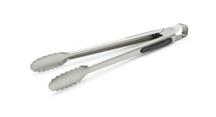Stainless steel tongs isolated on white background