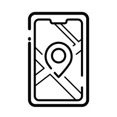GPS navigation on phone – vector icon