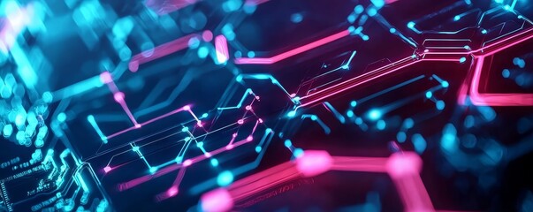 Fototapeta premium Symbolizing Advanced Technology Networks with Neon Hexagons