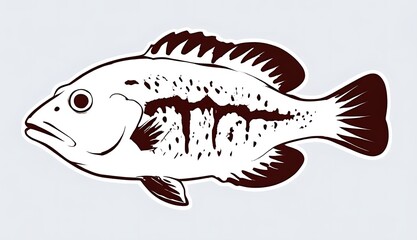 A fish sticker depicting a grouper with a large mouth and head, highlighting its unique characteristics.