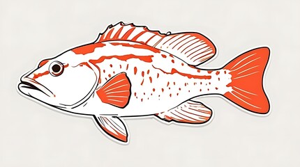 A fish sticker depicting a grouper with a large mouth and head, highlighting its unique characteristics.