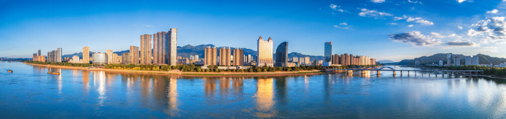 Urban environment of the Second Fuchun River Bridge, Tonglu County, Hangzhou City, China
