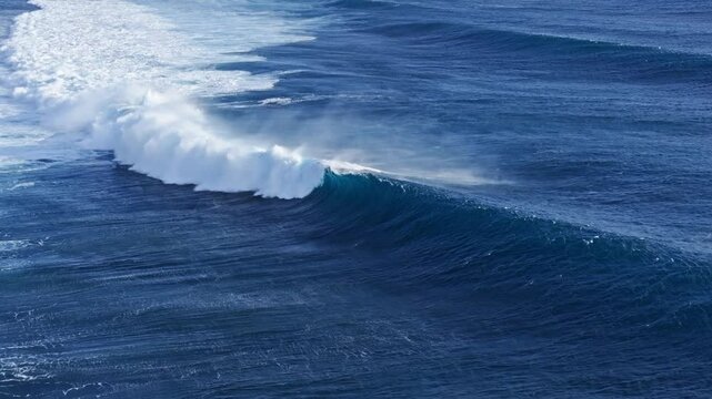 Massive ocean wave breaking, perfect for big wave surf or wind sports in Mauritius
