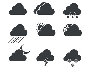 Weather editable stroke outline icons set isolated on white background flat vector illustration.