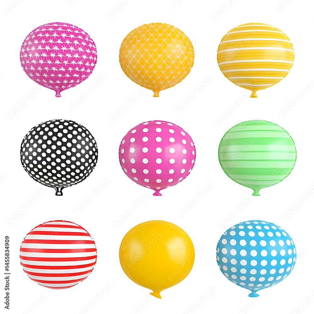 Poster set of colorful speech bubbles in various patterns and colors