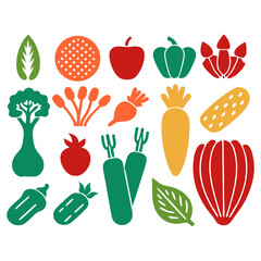 Colorful Vegetable and Leaf Icons