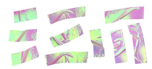 Pastel Holographic Foil Tape Strips Set Illustration for Craft and Decorative Design