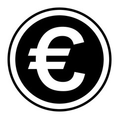 ユーロ　€   コイン　素材　あしらい　丸　シンプル　モノクロ　Black euro sign icon