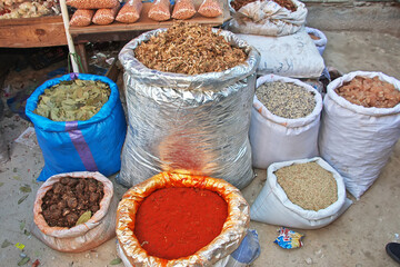 Spices in the local market of Nouadhibou, Mauritania, West Africa