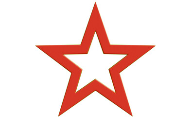 Red star symbol with outlined edges