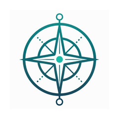 Teal compass rose navigation symbol illustrating directional guidance and exploration