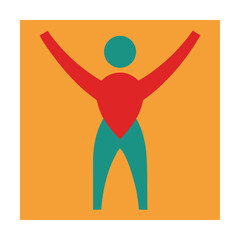 Abstract Human Figure with Raised Arms Illustration