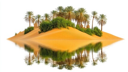 Obraz premium Tranquil Oasis with Tropical Palms and Reflections in Clear Water
