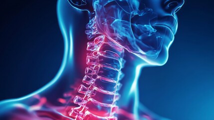 3D anatomical representation of a painful neck spine.