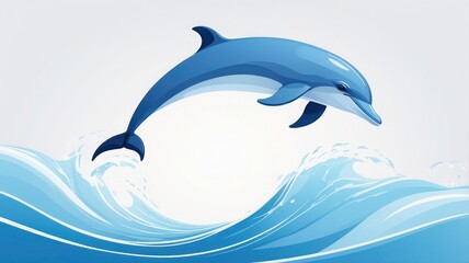 Obraz premium Clean Animated Dolphin Vector Icon in Flat Style with Subtle Jumping Motion