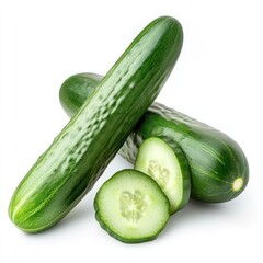 Fresh cucumbers on white background