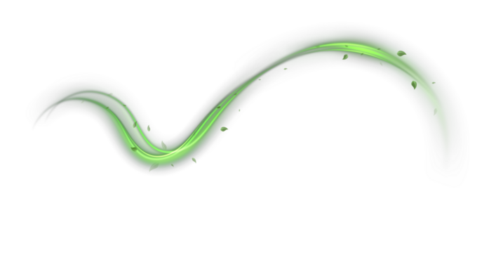 Abstract Green Neon Light Swirls PNG – Transparent Background with Sparkling Wave Lines, Fresh Air Motion, Futuristic Twist Effect for Eco Product, Juice, or Nature-Inspired Design Elements