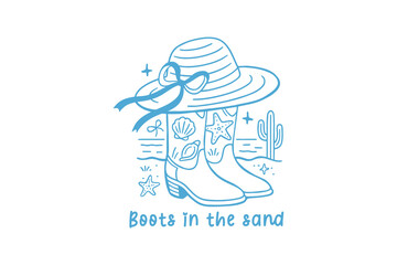 Boots in the Sand - Coastal Cowgirl Beach Scene"
Summer Cowgirl SVG T Shirt Design
